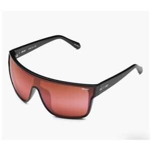 Quay Sunglasses NIGHTFALL CURVE Black Frame/BrownPink Lens NEW